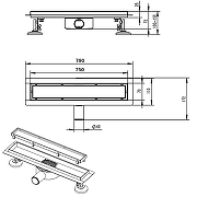 Душевой лоток Azario AZT3TILE750 с решеткой цвет Хром / под плитку-4