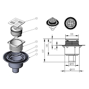 Душевой трап Azario AZZ15100 с решеткой цвет Нержавеющая сталь-3