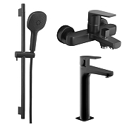 Комплект смесителей Azario Treya AZ-156805024+AZ-156845524+AZ-157820224 цвет Черный матовый