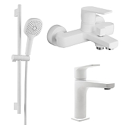 Комплект смесителей Azario Treya AZ-156805126+AZ-156845026+AZ-157820226 цвет Белый матовый