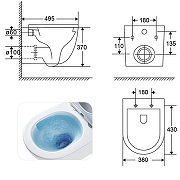 Унитаз Azario Terso AZ-092E-UQ3 подвесной цвет Белый с сиденьем Микролифт-14