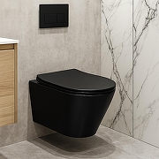 Унитаз Azario Vela AZ-2480MB подвесной цвет Черный матовый с сиденьем Микролифт-14