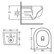 Унитаз Azario Nata AZ-5102T-WHT подвесной цвет Белый с сиденьем Микролифт-12