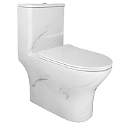 Унитаз моноблок Azario AZ-8618M цвет Белый мрамор с сиденьем Микролифт