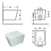 Унитаз Azario Dezi White AZ-W05-SW подвесной цвет Белый с сиденьем Микролифт-15
