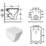 Унитаз Azario Pro PRO-0002 UQ3 подвесной цвет Белый с сиденьем Микролифт-13