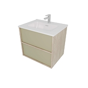 Тумба с раковиной Aquatek Либра 60 AQ66060-DO-GS подвесная цвет Шалфей зеленый Дуб давос