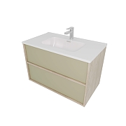 Тумба с раковиной Aquatek Либра 80 AQ66080-DO-GS подвесная цвет Шалфей зеленый Дуб давос