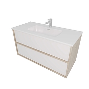 Тумба с раковиной Aquatek Либра 100 AQ66100-DO-MW подвесная цвет Белый матовый Дуб давос