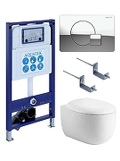 Комплект унитаза с инсталляцией Aquatek Set Aquatek Альтаир cm-067 4в1 цвет Белый с сиденьем Микролифт и клавишей смыва цвет Хром глянцевый