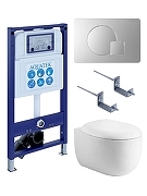 Комплект унитаза с инсталляцией Aquatek Set Aquatek Альтаир cm-068 4в1 цвет Белый с сиденьем Микролифт и клавишей смыва цвет Хром матовый