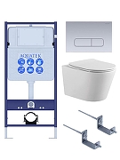 Комплект унитаза с инсталляцией Aquatek Set Aquatek Вега-1905-014 цвет Белый с сиденьем Микролифт и клавишей смыва цвет Хром глянцевый