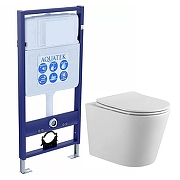 Комплект унитаза с инсталляцией Aquatek Set Aquatek Вега T цвет Белый с сиденьем Микролифт