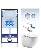 Комплект унитаза с инсталляцией Aquatek Set Aquatek Гелиос-028 цвет Белый с сиденьем Микролифт и клавишей смыва цвет Белый