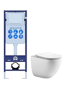 Комплект унитаза с инсталляцией Aquatek Set Aquatek Гелиос INS17 цвет Белый с сиденьем Микролифт