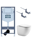 Комплект унитаза с инсталляцией Aquatek Set Aquatek Гелиос INS23 цвет Белый с сиденьем Микролифт