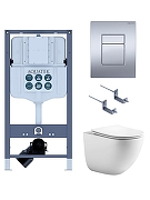 Комплект унитаза с инсталляцией Aquatek Set Aquatek Гелиос PNN-03 4в1 цвет Белый с сиденьем Микролифт и клавишей смыва цвет Хром глянцевый