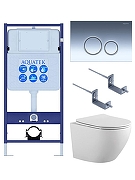 Комплект унитаза с инсталляцией Aquatek Set Aquatek Европа-018 4в1 цвет Белый с сиденьем Микролифт и клавишей смыва цвет Хром глянцевый