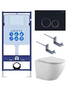 Комплект унитаза с инсталляцией Aquatek Set Aquatek Европа-020 4в1 цвет Белый с сиденьем Микролифт и клавишей смыва цвет Черный матовый