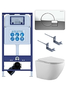 Комплект унитаза с инсталляцией Aquatek Set Aquatek Европа-067 4в1 цвет Белый с сиденьем Микролифт и клавишей смыва цвет Хром глянцевый