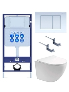 Комплект унитаза с инсталляцией Aquatek Set Aquatek Европа cm-009 4в1 цвет Белый с сиденьем Микролифт и клавишей смыва цвет Белый