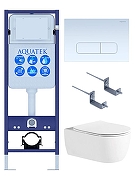 Комплект унитаза с инсталляцией Aquatek Set Aquatek Европа New-013 4в1 цвет Белый с сиденьем Микролифт и клавишей смыва цвет Белый