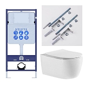 Комплект унитаза с инсталляцией Aquatek Set Aquatek Европа new cm T цвет Белый с сиденьем Микролифт