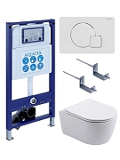 Комплект унитаза с инсталляцией Aquatek Set Aquatek Европа New-066 4в1 цвет Белый с сиденьем Микролифт и клавишей смыва цвет Белый глянцевый
