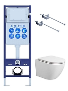 Комплект унитаза с инсталляцией Aquatek Set Aquatek Европа T-17-KKI1 цвет Белый с сиденьем Микролифт