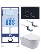 Комплект унитаза с инсталляцией Aquatek Set Aquatek Европа T-020 4в1 цвет Белый с сиденьем Микролифт и клавишей смыва цвет Хром глянцевый