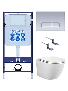 Комплект унитаза с инсталляцией Aquatek Set Aquatek Европа T KDI14 цвет Белый с сиденьем Микролифт и клавишей смыва цвет Хром матовый