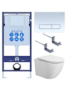Комплект унитаза с инсталляцией Aquatek Set Aquatek Европа T KDI21 цвет Белый с сиденьем Микролифт и клавишей смыва цвет Белый