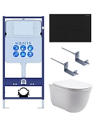 Комплект унитаза с инсталляцией Aquatek Set Aquatek Классик-074 4в1 цвет Белый с сиденьем Микролифт и клавишей смыва цвет Черный матовый