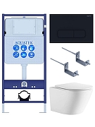 Комплект унитаза с инсталляцией Aquatek Set Aquatek Либерти-017 4в1 цвет Белый с сиденьем Микролифт и клавишей смыва цвет Черный матовый