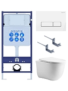 Комплект унитаза с инсталляцией Aquatek Set Aquatek Классик cm-061 4в1 цвет Белый с сиденьем Микролифт и клавишей смыва цвет Белый глянцевый