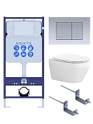 Комплект унитаза с инсталляцией Aquatek Set Aquatek Лея cm-011 4в1 цвет Белый с сиденьем Микролифт и клавишей смыва цвет Хром матовый