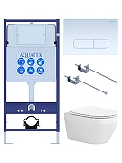 Комплект унитаза с инсталляцией Aquatek Set Aquatek Лея T-KKI01-013 цвет Белый с сиденьем Микролифт и клавишей смыва цвет Белый