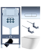 Комплект унитаза с инсталляцией Aquatek Set Aquatek Либерти-016 INS-23 цвет Белый с сиденьем Микролифт и клавишей смыва цвет Хром глянцевый