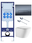 Комплект унитаза с инсталляцией Aquatek Set Aquatek Либерти-INS17-034 цвет Белый с сиденьем Микролифт и клавишей смыва цвет Оружейная сталь