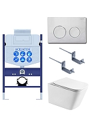 Комплект унитаза с инсталляцией Aquatek Set Aquatek Либра T-TDI002 цвет Белый с сиденьем Микролифт и клавишей смыва цвет Хром глянцевый
