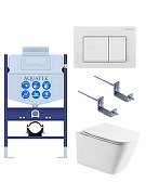Комплект унитаза с инсталляцией Aquatek Set Aquatek Либра T-TDI004 цвет Белый с сиденьем Микролифт и клавишей смыва цвет Белый