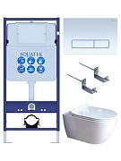 Комплект унитаза с инсталляцией Aquatek Set Aquatek Поларис-01-021 4в1 цвет Белый с сиденьем Микролифт и клавишей смыва цвет Белый