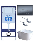 Комплект унитаза с инсталляцией Aquatek Set Aquatek Поларис-01-035 4в1 цвет Белый с сиденьем Микролифт и клавишей смыва цвет Оружейная сталь
