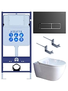 Комплект унитаза с инсталляцией Aquatek Set Aquatek Поларис-01-065 4в1 цвет Белый с сиденьем Микролифт и клавишей смыва цвет Оружейная сталь