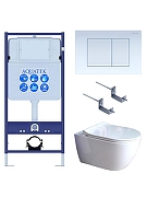 Комплект унитаза с инсталляцией Aquatek Set Aquatek Поларис-01-009 4в1 цвет Белый с сиденьем Микролифт и клавишей смыва цвет Белый