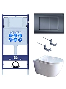 Комплект унитаза с инсталляцией Aquatek Set Aquatek Поларис-01-033 4в1 цвет Белый с сиденьем Микролифт и клавишей смыва цвет Оружейная сталь