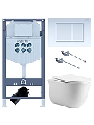 Комплект унитаза с инсталляцией Aquatek Set Классик cm-INS23-009 4в1 цвет Белый с сиденьем Микролифт и клавишей смыва цвет Белый