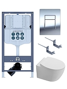 Комплект унитаза с инсталляцией Aquatek Set Aquatek Сириус PNN-02 4в1 цвет Белый с сиденьем Микролифт и клавишей смыва цвет Хром глянцевый