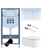 Комплект унитаза с инсталляцией Aquatek Set Европа New-INS23-009 4в1 цвет Белый с сиденьем Микролифт и клавишей смыва цвет Белый