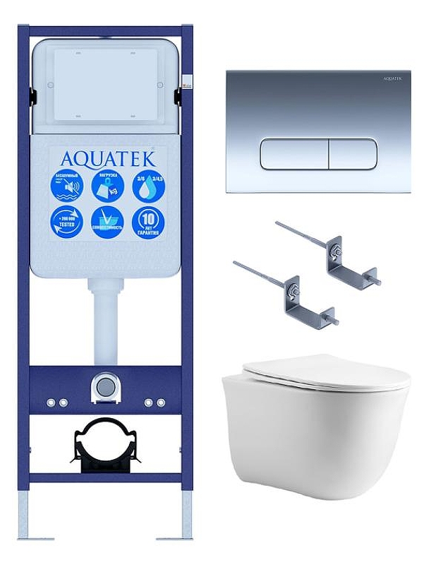 Комплект унитаза с инсталляцией Aquatek Set Классик cm-INS17-016 4в1 